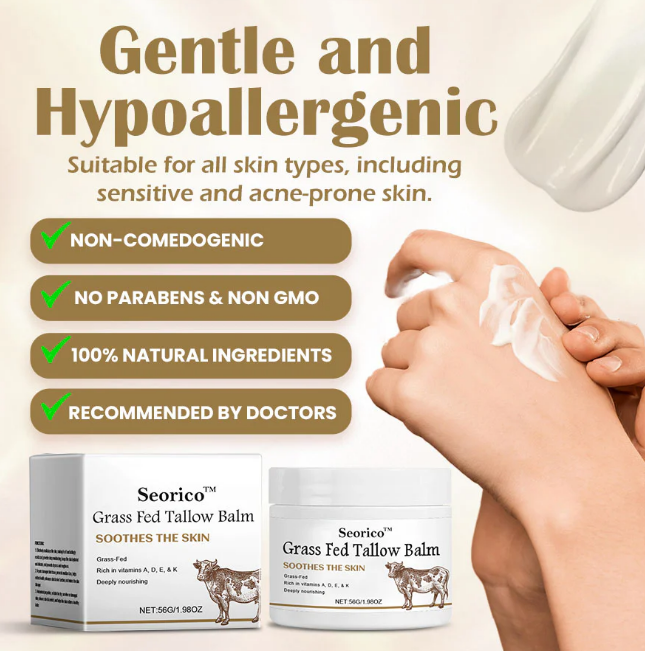 🤍Seurico™ Grama Fed Tallow Balm - Solução 100% Natural para Pele Radiante